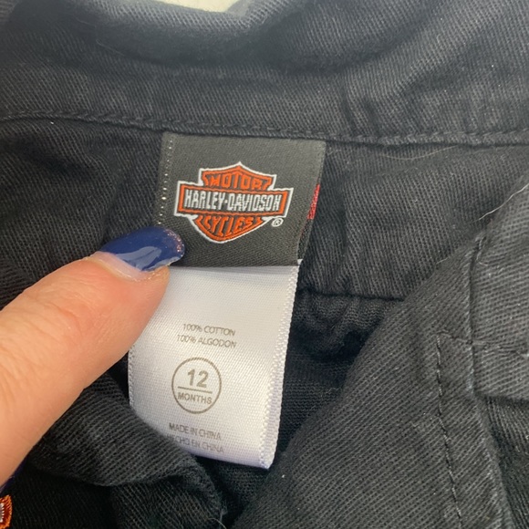 Harley-Davidson black orange kids button down shirt - size 12M - Picture 3 of 7